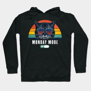 Monday Retro Funny cat Monday mode on 80s after party Gift for Cat Lover Hoodie